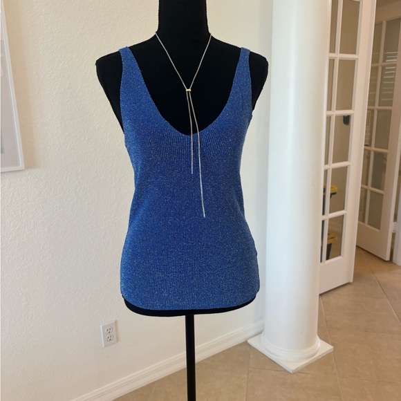 Blue Sleeveless Knit Top - Picture 2 of 6